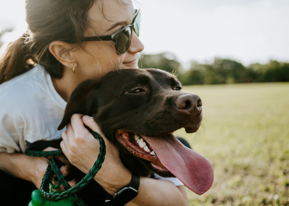 Pet owner with dog